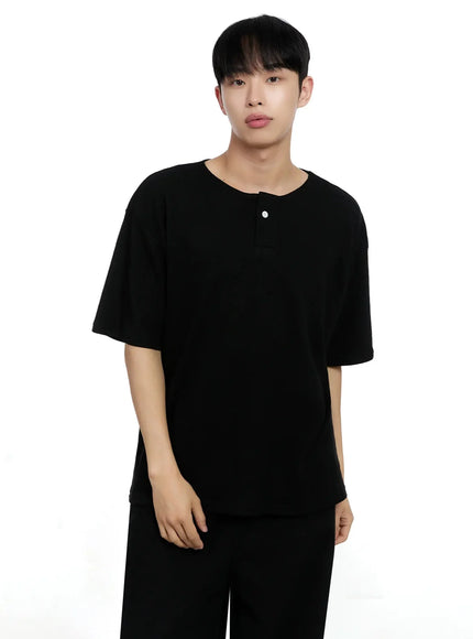 Men's Textured Henley T-shirt IG520