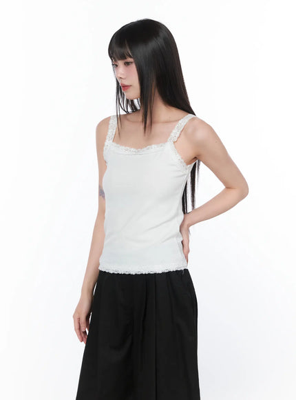Lace Trim Sleeveless Top CA528