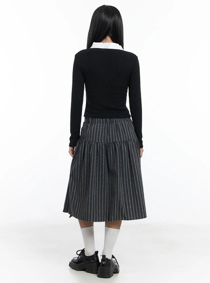 Stripe Wrap Midi Skirt CD529