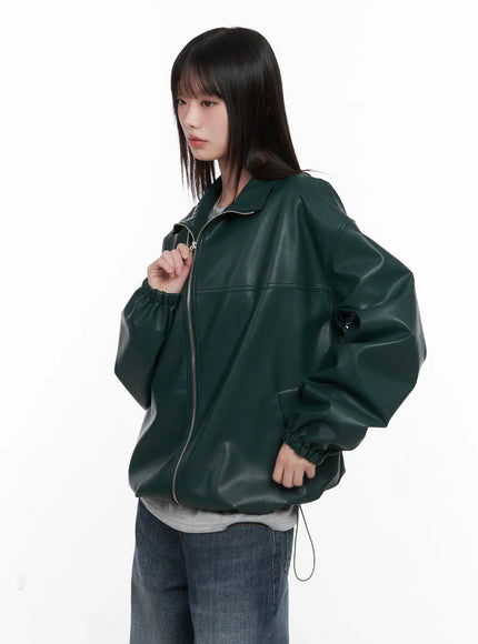 Oversized Faux-Leather Jacket CN511