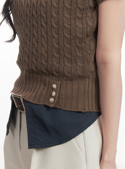 cable-knit-short-sleeve-sweater-ca510