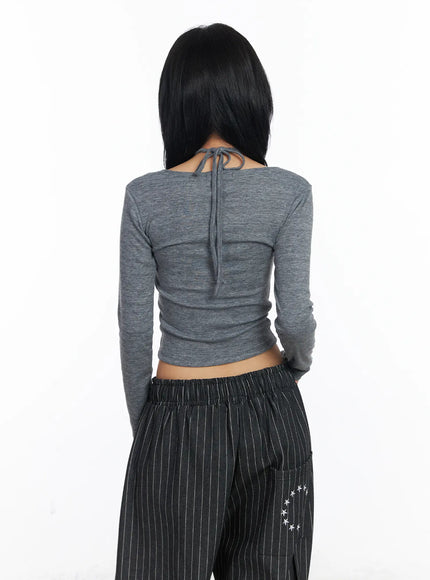 Cut-Out Halter Crop Top CJ523