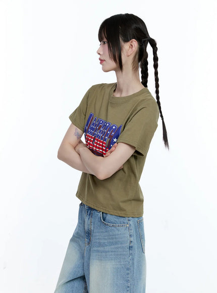 Patriotic Graphic Cropped Top CG507