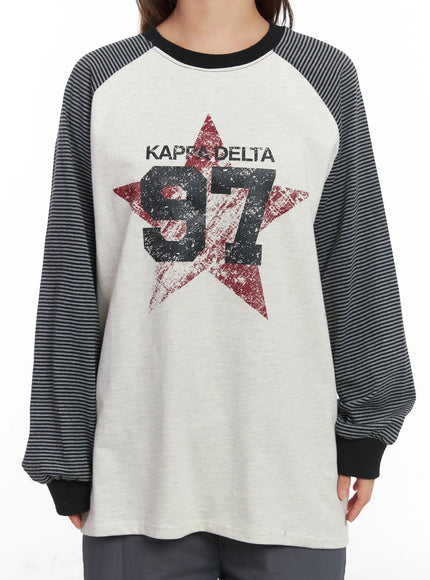 Raglan Stripe Graphic Long Sleeve CJ512
