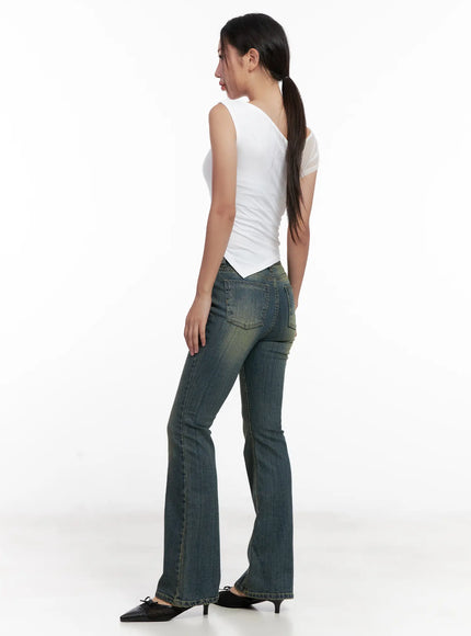 Yoori Vintage-Wash Flare Jeans CL518