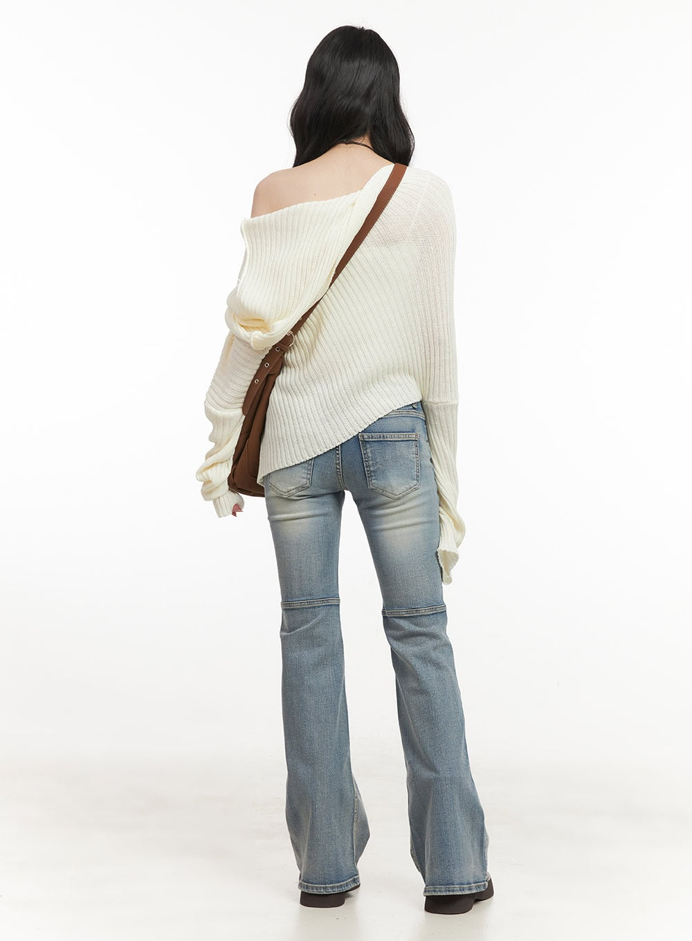 Ribbed Off-Shoulder Hooded Sweater CF513