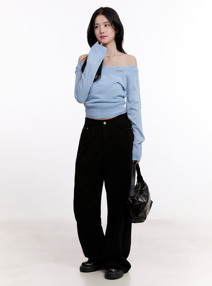 Elegant Off-Shoulder Crop Sweater CM527