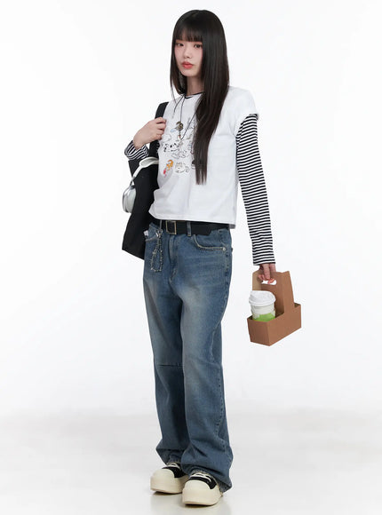 Slim-Fit Striped Long Sleeve Tee CM526