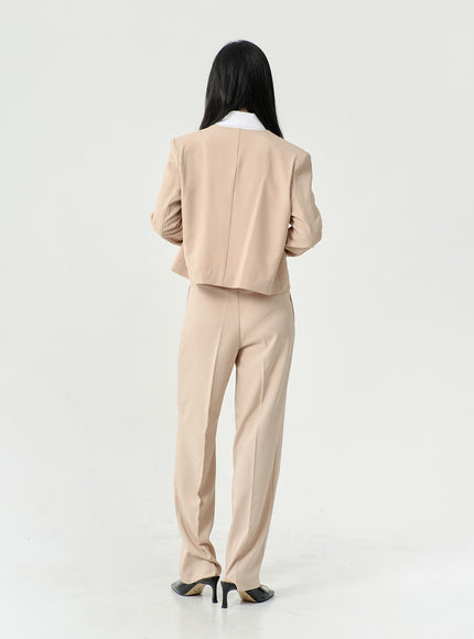 No Collar Semi Cropped Blazer OS13