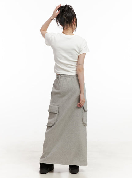 Front-Slit Cargo Maxi Skirt CJ506