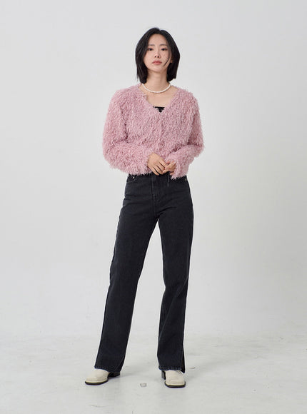 Faux Fur Button Cardigan OD26