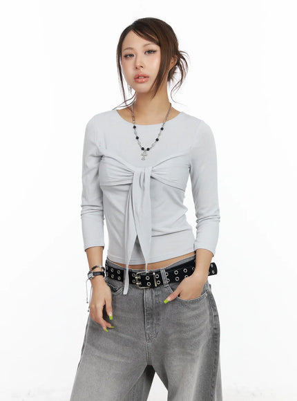 u-neck-ribbon-tie-3-4-sleeve-top-cf511
