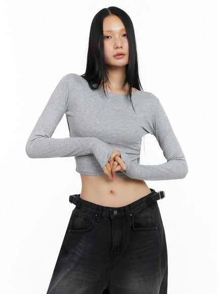Ribbed Long Sleeve Crop Top CO517