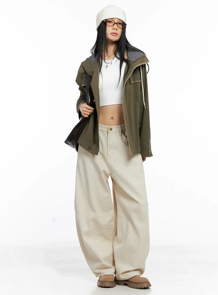 Two-Tone Embroidered Cotton Hoodie Jacket CS511
