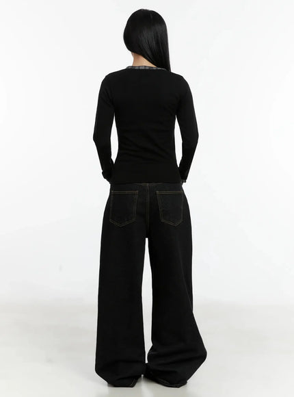 Noemi Wide Leg Stitch Jeans ID525