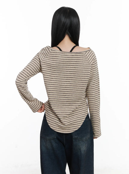 fleece-striped-button-long-sleeve-top-cd529