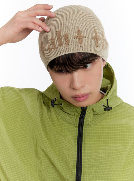 mens-graphic-beanie-ia507 / Beige