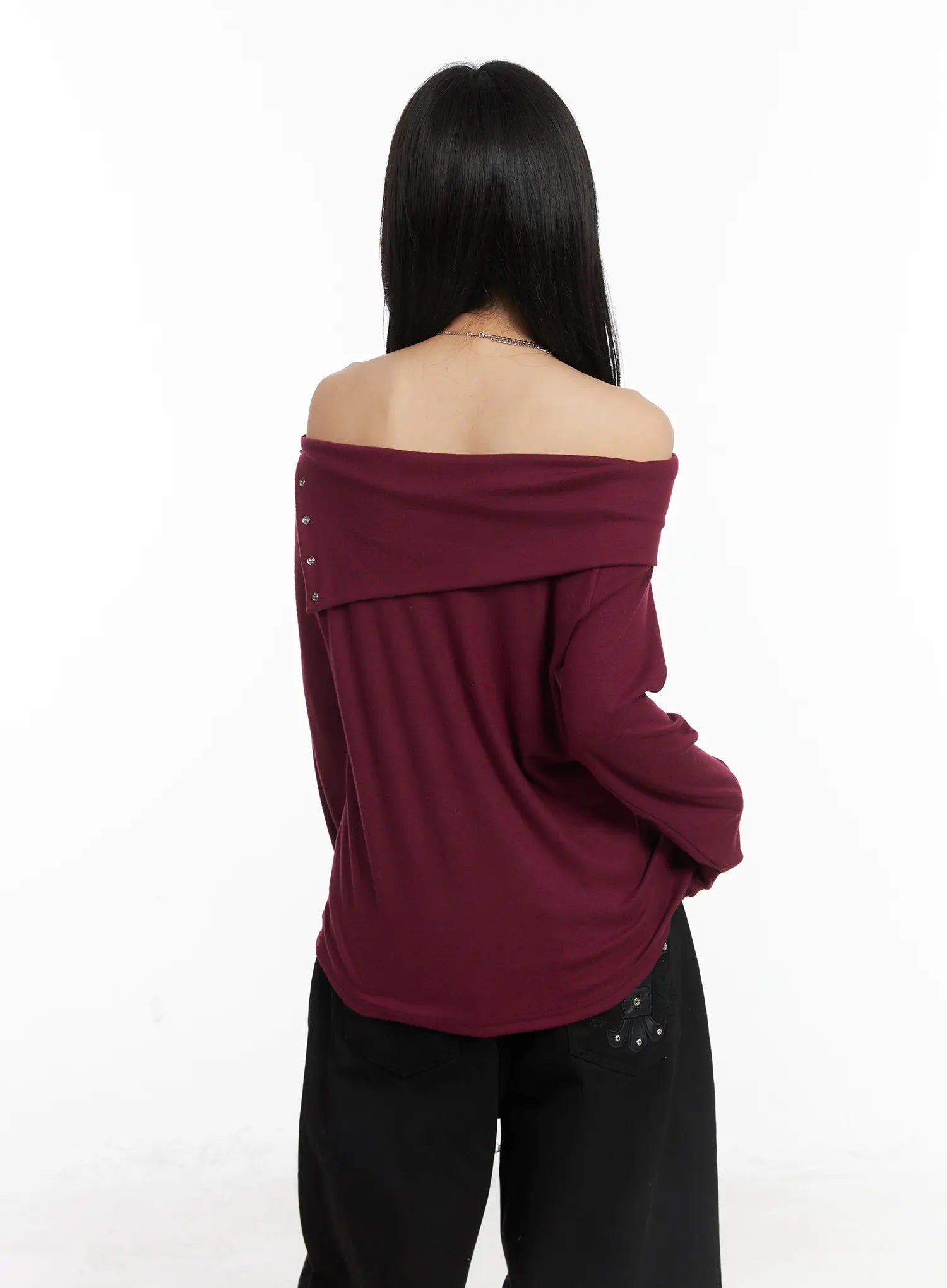 off-shoulder-graphic-button-long-sleeve-top-cd508