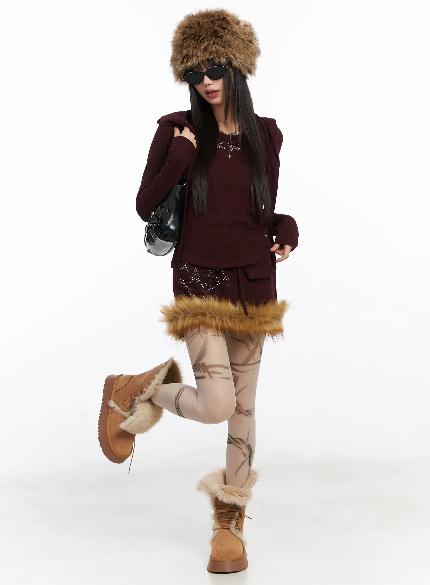 faux-fur-trim-mini-skirt-cd518