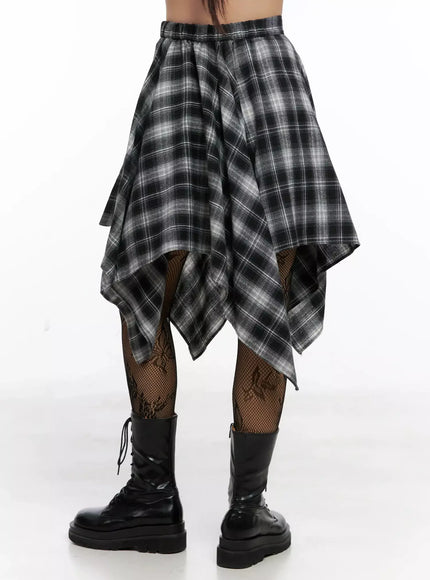 Asymmetrical Checkered Layered SkirtIG527