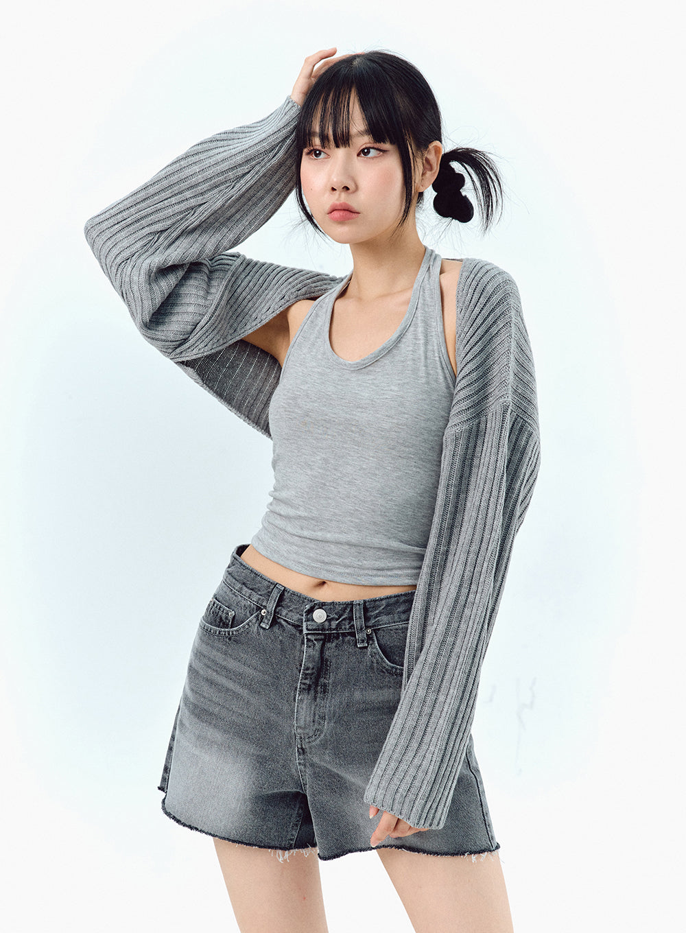 Rib-knit Bolero Sweater