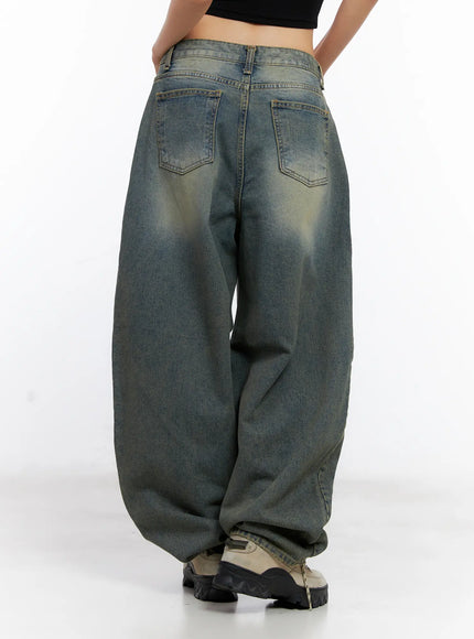 Chowon Washed Wide-Leg Denim Jeans CL530