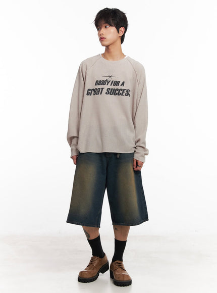 Men's Ribbed Graphic Raglan Sweatshirt IY508