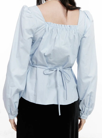 Shirred Square Neck Puff Blouse CN504