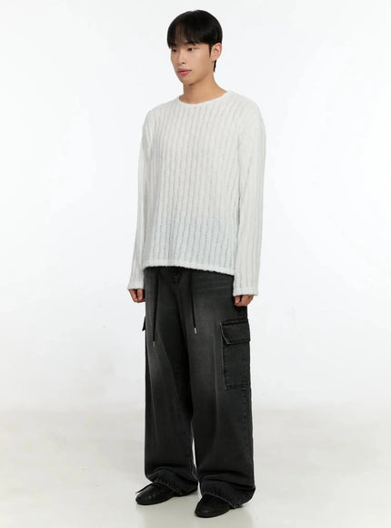 Men's Simple Ribbed Long Sleeve Tee IN525