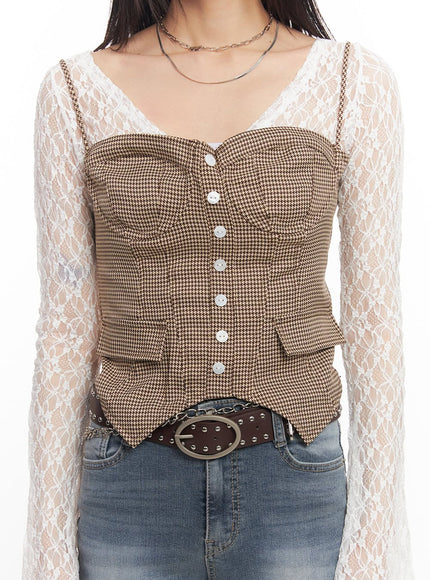 Checked Corset Wired Cami Top CA522