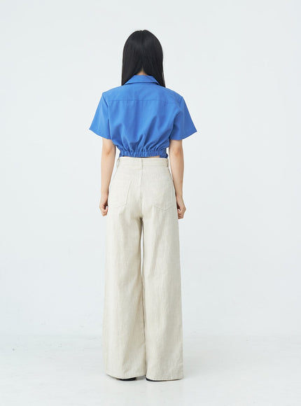 Linen Wide Leg Boot-Cut Pants OU20