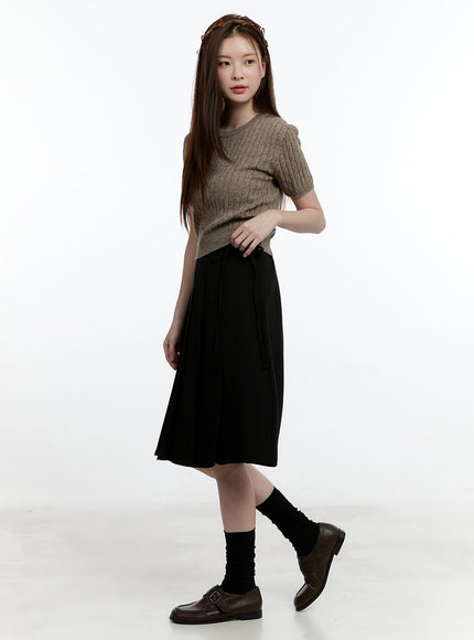 Pleated Wrap Midi Skirt CM521
