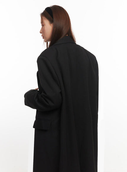 Buttoned Collared Long Coat IM513