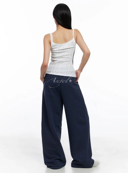 Flower Lace-Trim Tank Top IS525