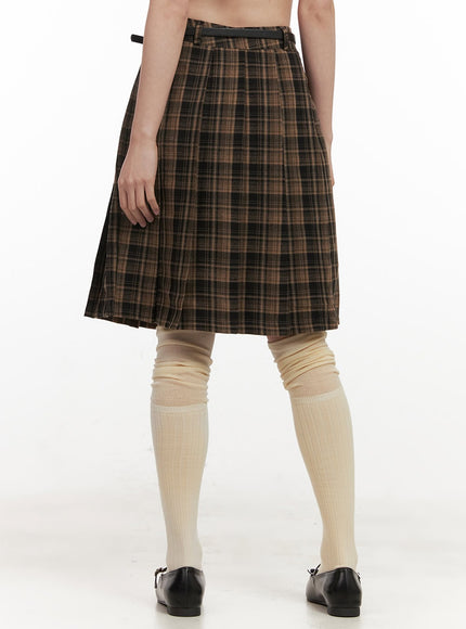 checkered-pleated-midi-skirt-ij527