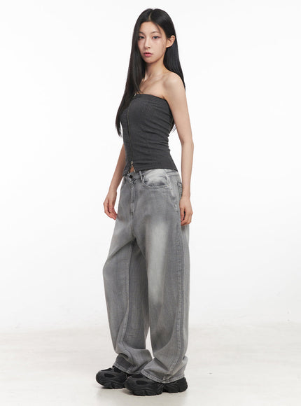 Zip-Up Tube Top IY516