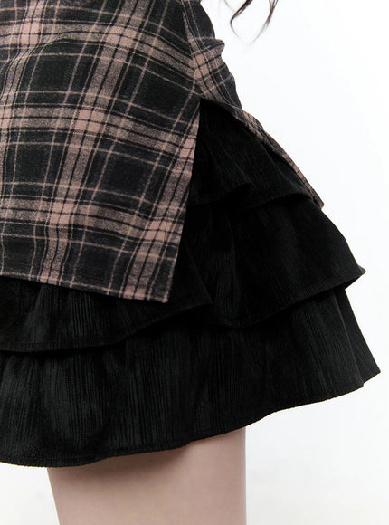 Plaid Tube Slit Top CN517