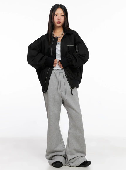 Oversized Zipper Bomber Jacket IG528