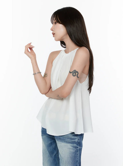 shirred-chain-halter-blouse-cy514