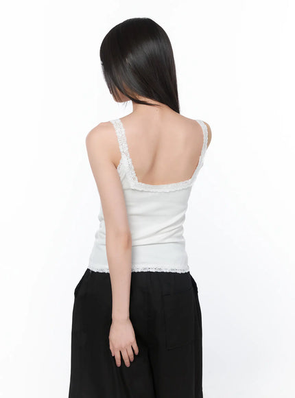 Lace Trim Sleeveless Top CA528