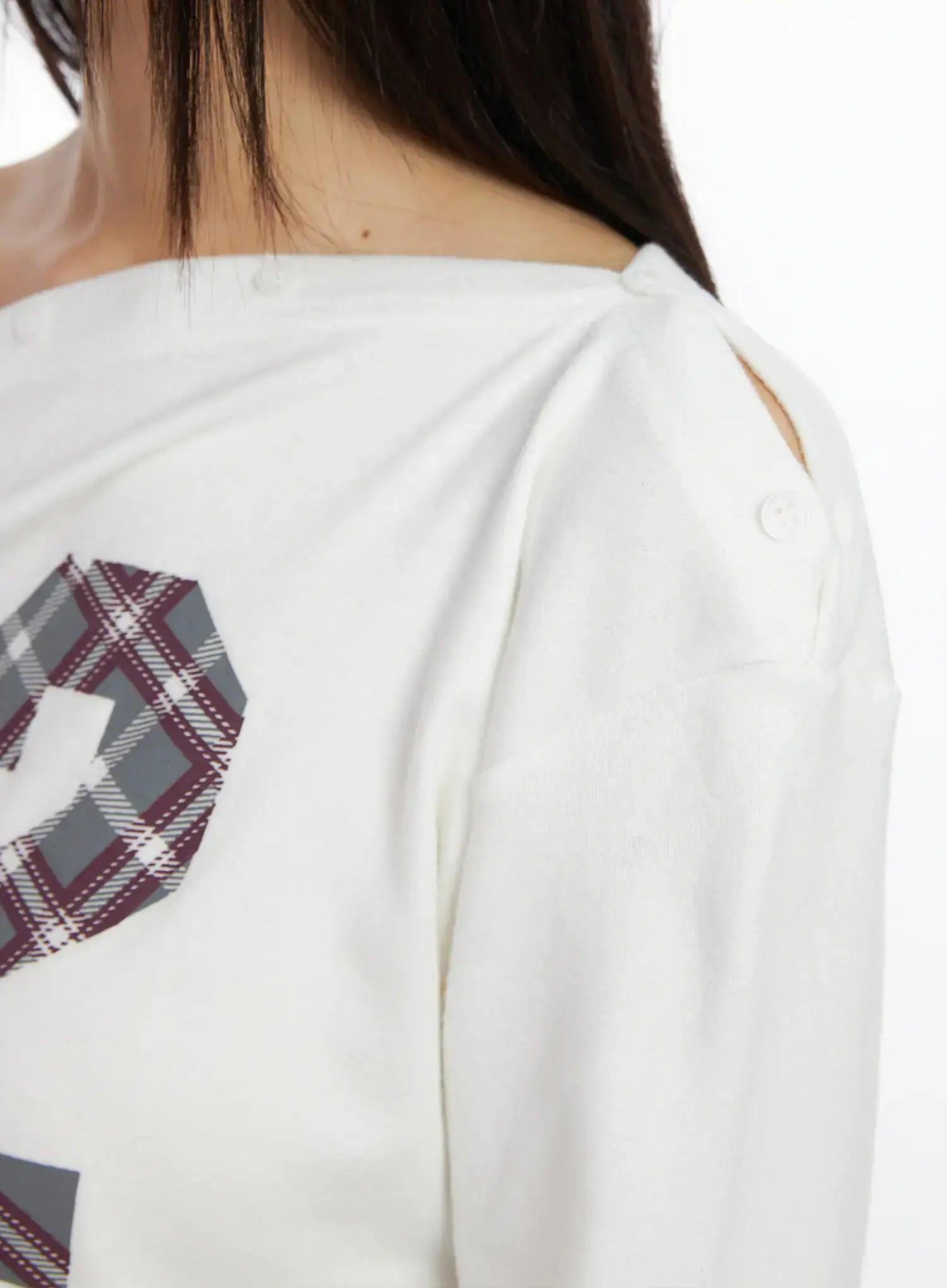 asymmetric-checkered-fleece-long-sleeve-top-cd522