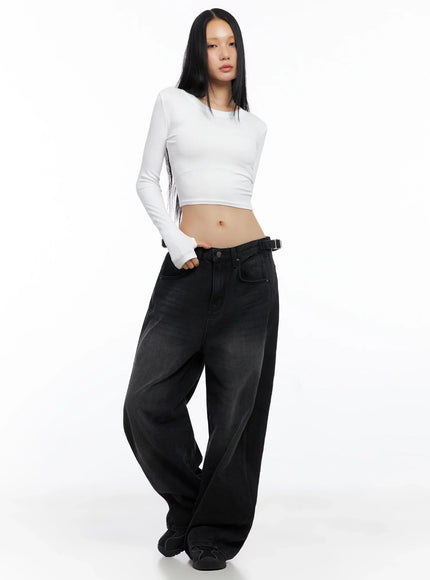 Ribbed Long Sleeve Crop Top CO517