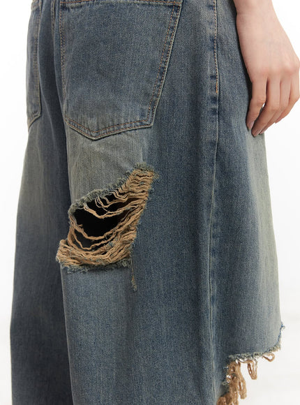 Rachael Distressed Wide-Leg Jeans CA514