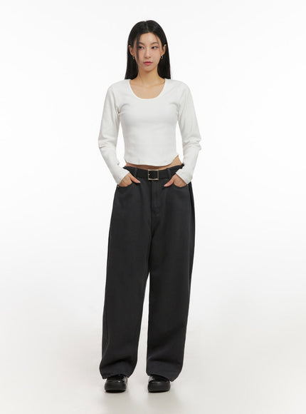 Classic Wide-Fit Cotton Pants ID431