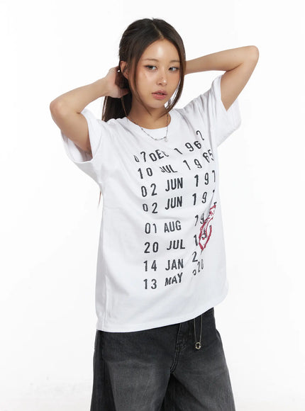 Graphic Date Print T-Shirt CM520