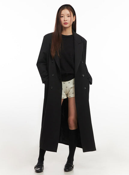 Buttoned Collared Long Coat IM513