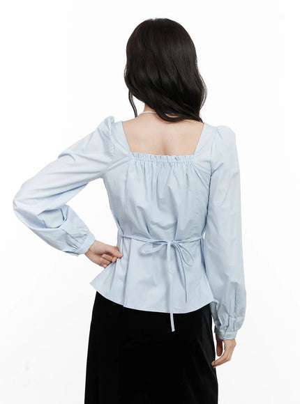 Shirred Square Neck Puff Blouse CN504