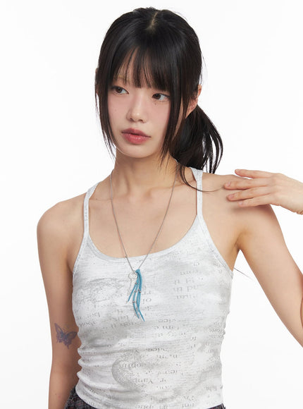 Key Fringe Long Necklace (Blue) IM531