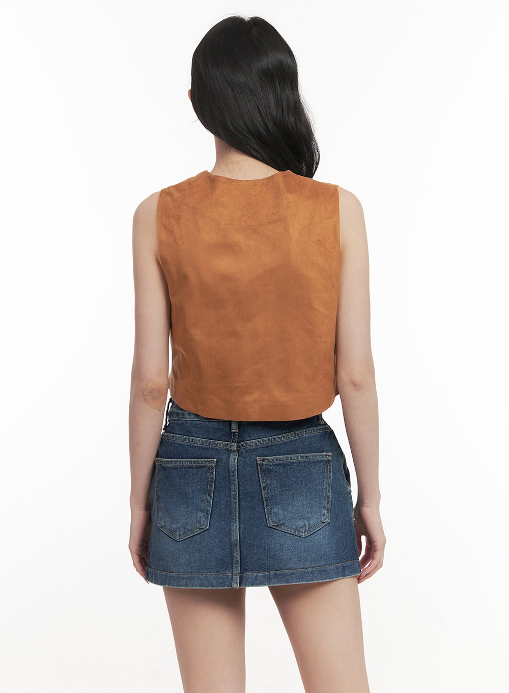 Buttoned Suede V-Neck Vest Top CF513