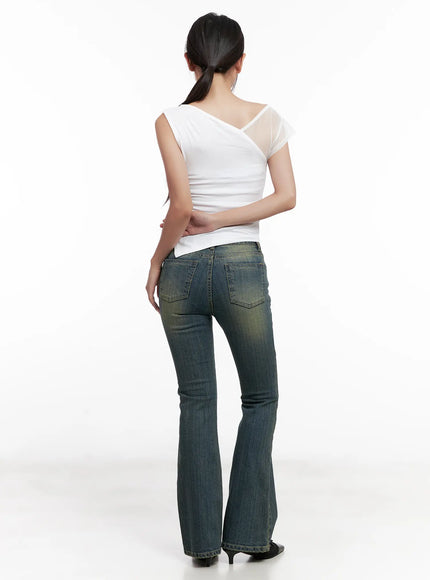 Yoori Vintage-Wash Flare Jeans CL518